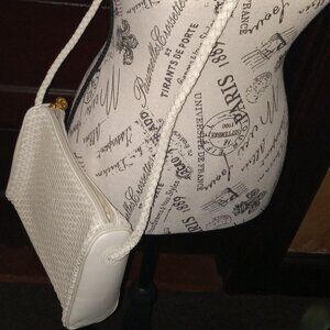 Vintage Medallion White Leather Woven Crossbody Bag - Beautifully Stunning!